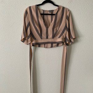 Pink and Black Short Sleeve Crop Top